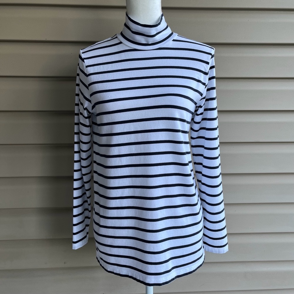 •Orvis• Striped Mock Neck Long Sleeve Knit Top - Size Medium